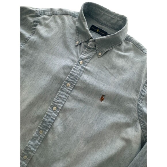 Ralph Lauren L/S Classic Fit Denim Button Front Shirt Men Extra Large Flesh Pony - Picture 1 of 8